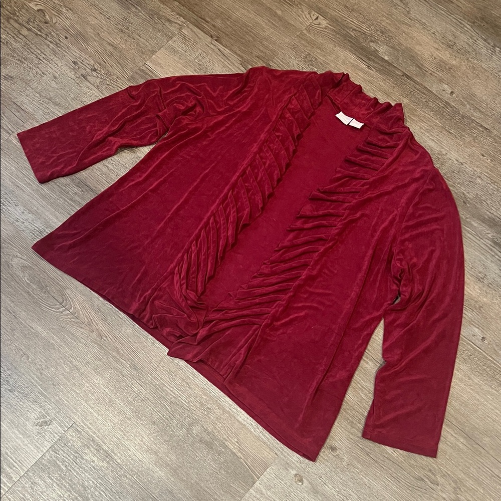 Chico's Elegant Burgundy Women's Stretch Open Front cardigan size 4